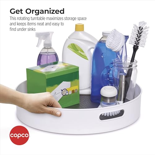 Copco 18-Inch Lazy Susan Organizer - White and Gray, Revolving Storage