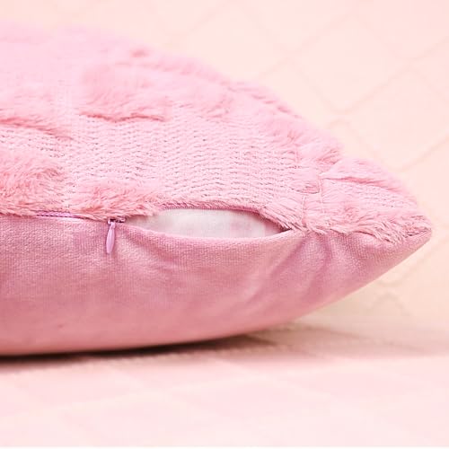 Yuubin Pink Bow Throw Pillow Covers 18x18, Set of 2 Plush Coquette Decor