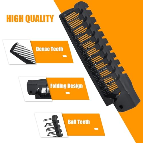 Qjaiune 3PCS Travel Foldable Hair Brush and Double Headed Comb, Black
