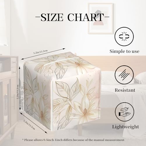 Boho Floral PU Leather Square Tissue Box Cover - Pink Golden (Color11)