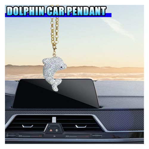 Bling Dolphin Car Ornament - Sparkling Rhinestone Pendant
