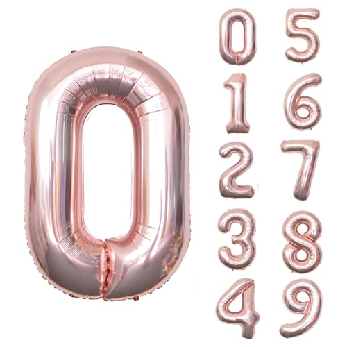 Keyali 40 Inch Rose Gold Number 0 Foil Helium Balloon for Birthday Party
