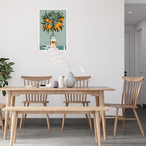 Retro Orange Tree Wall Art - Vintage Botanical Canvas Print 8x12in
