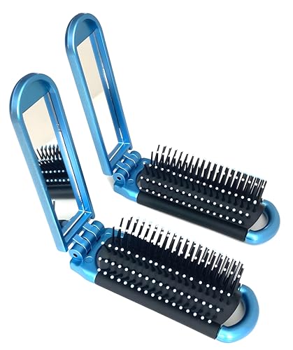 Bexter 4-Pack Travel Folding Hair Brush with Mirror Compact Pocket Size