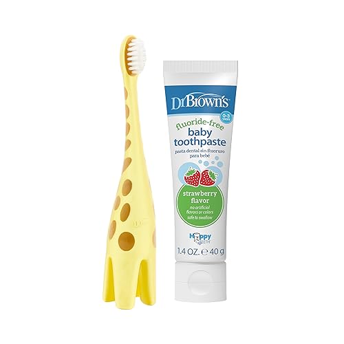 Dr. Brown's Infant-to-Toddler Toothbrush & Fluoride-Free Toothpaste Set, 2 Count - Giraffe