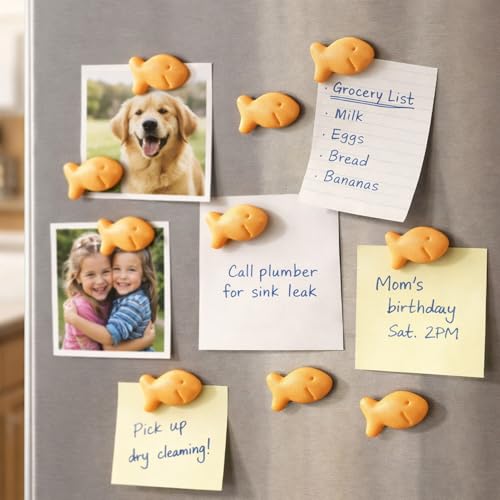 Cute Fish-Shaped Refrigerator Magnets - 12-Pack Strong Hold