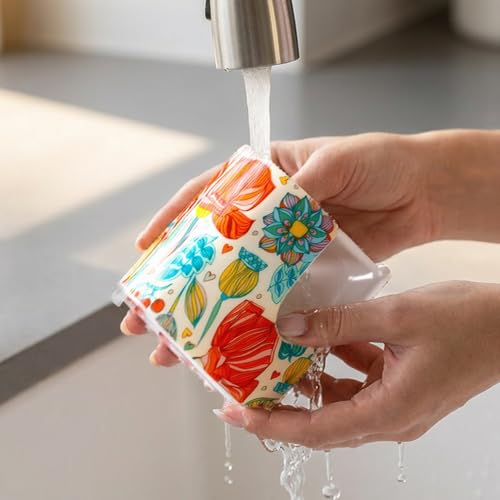 YOSCO Cute Ceramic Kitchen Sink Sponge Holder - Floral Design