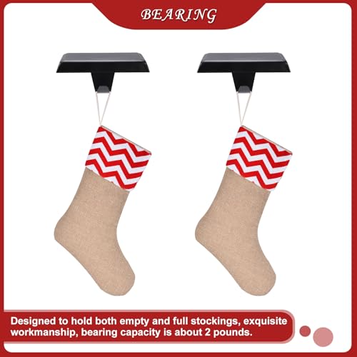 Sunshane Black Christmas Stocking Holder Set - Mantel Hooks for Fireplace Holiday Decor