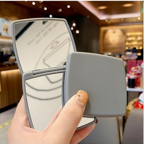 Cyan Compact Makeup Mirror with 2x Magnification for Purse and Travel