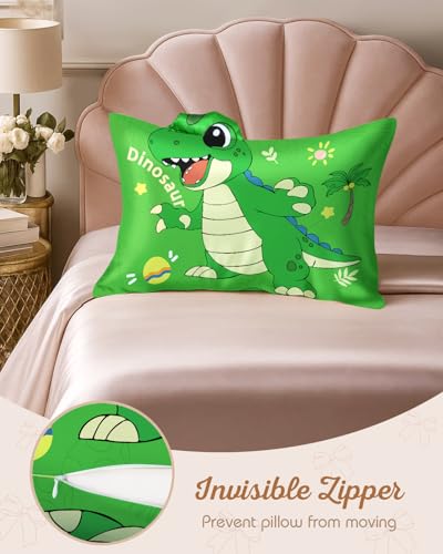 Cute Cartoon Dinosaur Pillowcases for Kids - Soft Silk Queen Size 20"x30"