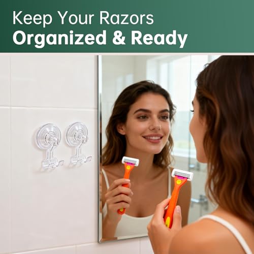 2-Pack Suction Cup Razor Holder for Billie Razors - Clear Shower Wall Hook