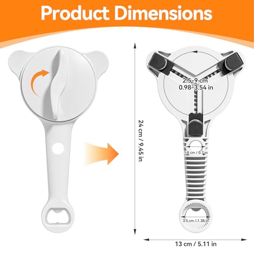 Komirom 4-in-1 Adjustable Jar Opener for Weak Hands - White