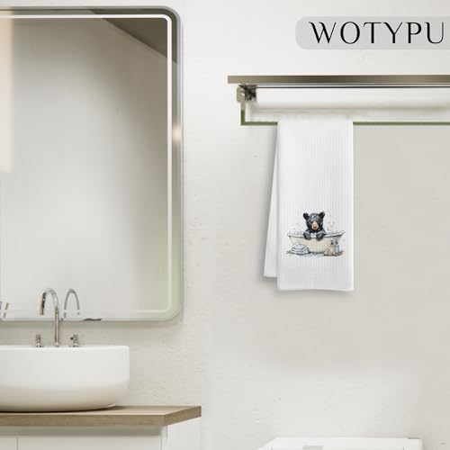 WOTYPU Black Bear Decorative Hand Towels - 16x24 Inch, Perfect for Kids' Bathroom