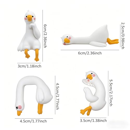 YOKUSHI 4 Pcs Adorable Goose Figurines for Desk Decor