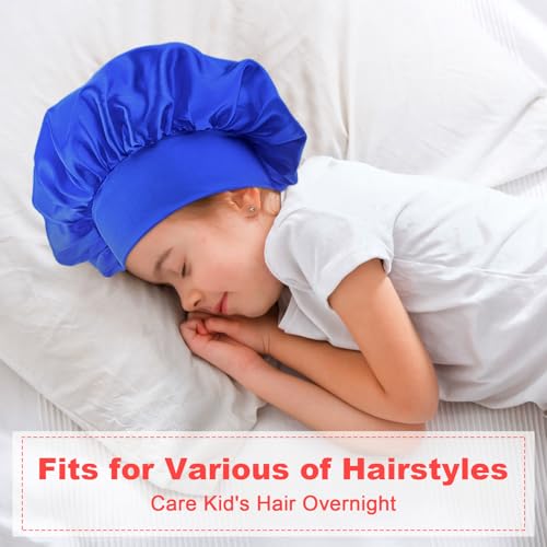 Qianyu 3 Pcs Kids Satin Sleep Bonnet - Silky Elastic Hair Wrap Cap