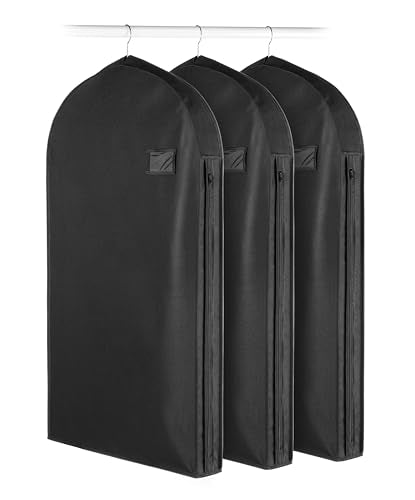 Whitmor 38" Heavy Duty Suit Garment Bag - 3 Pack, Oxford Fabric with Gusset