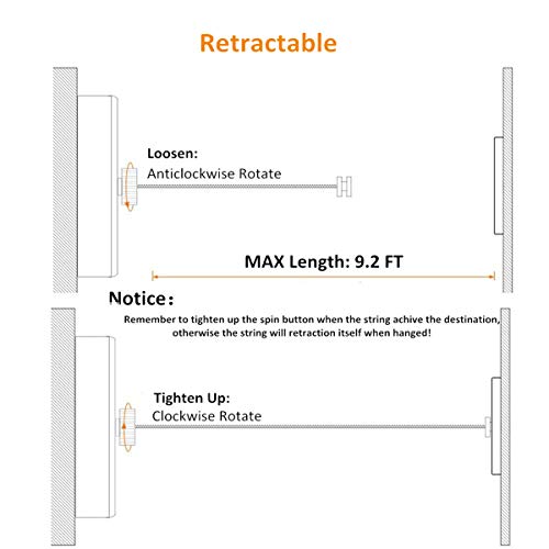 JOOM Retractable Clothesline - 9.2 Feet Stainless Steel for Laundry & Bathroom
