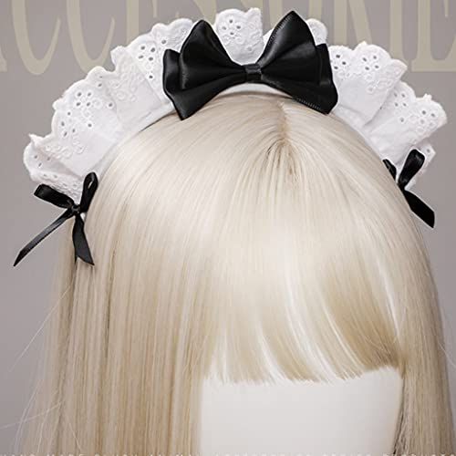 Black Lace Bow Lolita Headband Maid Cosplay Hair Band