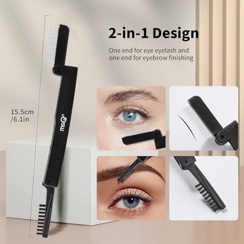 MSQ Folding Eyelash Comb and Eyebrow Brush Duo Grooming Tool