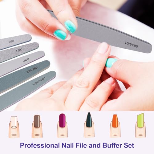 HomeyEra Professional Nail File and Buffer Set - 6 Pcs Multigrit Kit