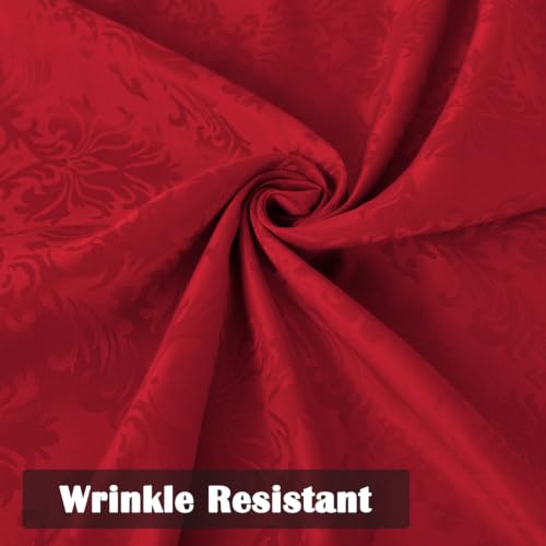 SASTYBALE Christmas Red Jacquard Damask Rectangle Tablecloth 60 x 102 Inches - Festive Holiday Dining Decor