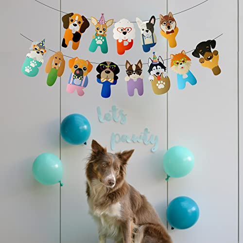 Happy Birthday Dog Letter Banner - Cute Puppy Party Decoration