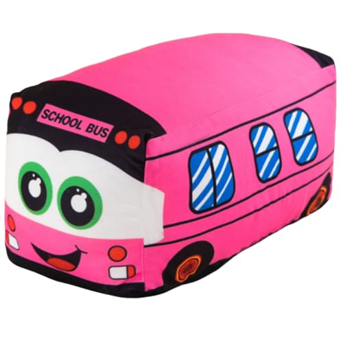 OUKEYI Pink Car Plush Toy - 11.8 Inch Soft Cartoon Bus Pillow for Kids and Gifts