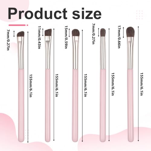 Skrfren 5-Piece Eye Makeup Brush Set with Blending and Angled Brows