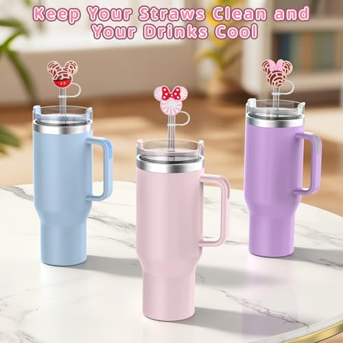 6 Pack Pink Silicone Straw Covers for Stanley Cup 30oz/40oz