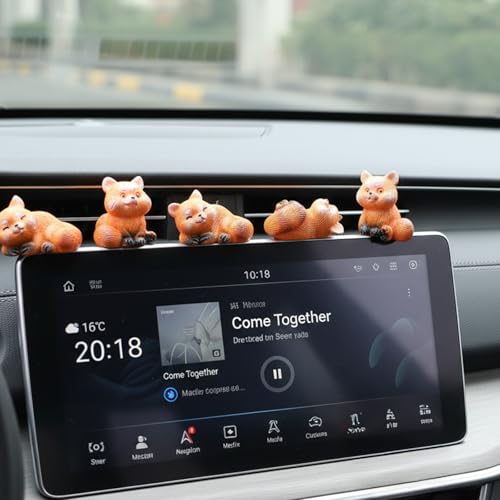 Yolev 6Pcs Red Panda Resin Dashboard Decorations and Cute Car Ornaments