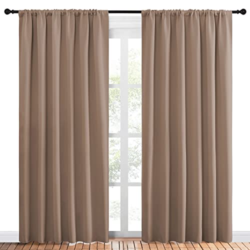 NICETOWN Blackout Curtains - 70x84 Inch Rod Pocket Drapes, Cappuccino (2)