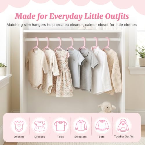 HOUSE DAY Pink Baby Hangers, 11.5" Kids Closet Hangers - 20 Pack