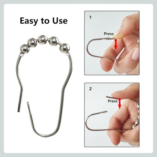 Careyoungs GGM101YY Stainless Steel Shower Curtain Hooks 12 Pack Rustproof & Decorative