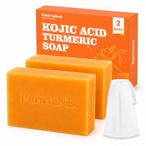 PurivvaNest Kojic Acid Turmeric Soap Bar Dark Spot Remover - 100g 2-Pack