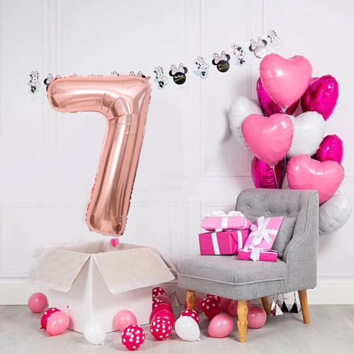 40 Inch Rose Gold Number 7 Foil Balloon for Birthdays and Anniversaries