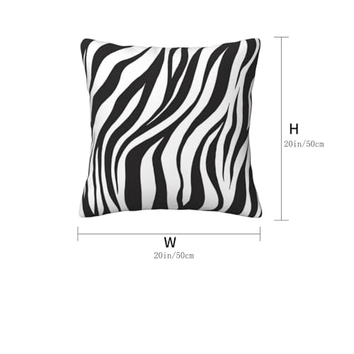 Zebra Print Pillow Covers 20x20 Inch Set of 2 - Black & White