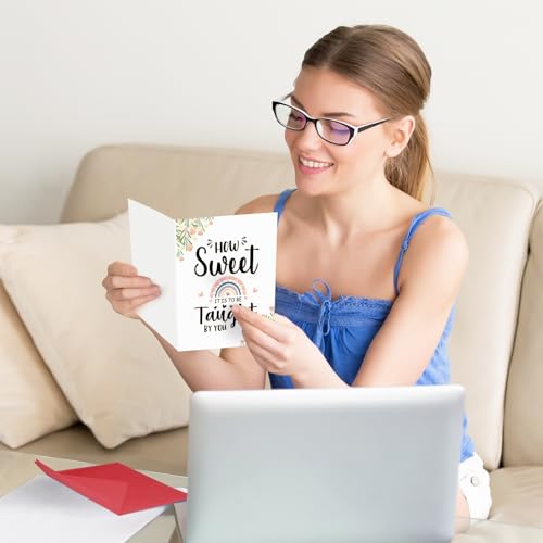 Teacher Appreciation Cards 6 Pack - Thank You Greeting Cards with Envelopes