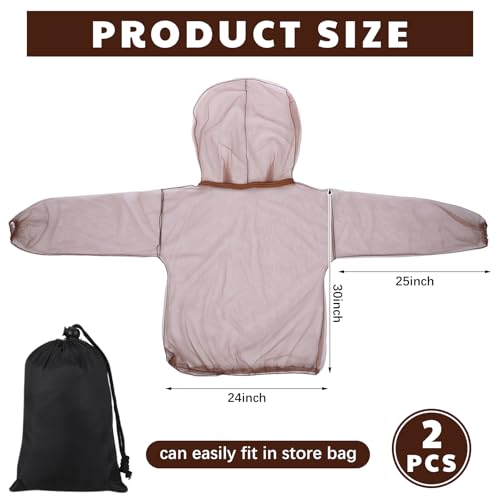 2 Pack Mosquito Jacket Insect Protection Mosquito Repellent Clothing Unisex Adjustable Size Breathable Suit Invisible Net Light Keep Safe Cool for Camping Outdoor Activities