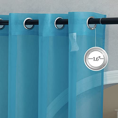 NICETOWN Teal Sheer Window Curtains, 54" x 108", 2 Panels