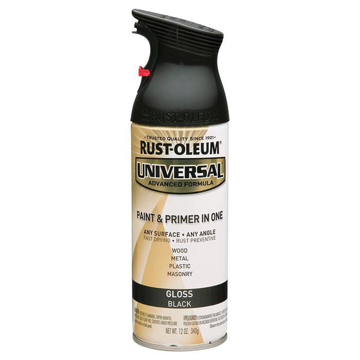 Rust-Oleum Universal All-Surface Spray Paint, Gloss Black, 12 oz