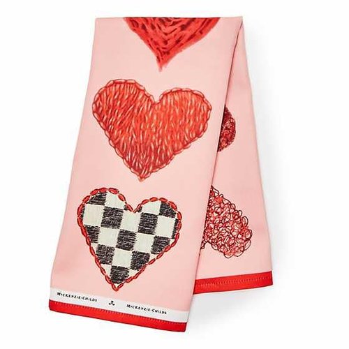 MACKENZIE-CHILDS Cotton Dish Towel, Cute Decorative Kitchen Dish Towel for Cleaning and Home Decor, Heart
