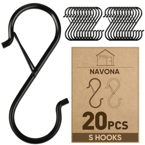 20 Pcs Heavy Duty Metal S Hooks with Locking Clip for Secure Hanging