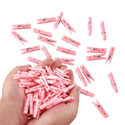 100PCS Pink Mini Clothes Pins - Tiny Clips for Crafts & Photos