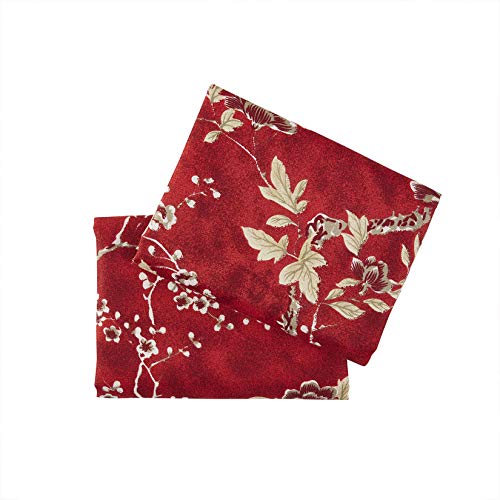 Wake In Cloud Vintage Floral Pillowcases, Red Toile Pattern, 20x26, Set of 2