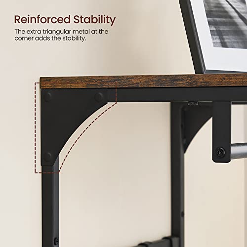 VASAGLE Laundry Room Shelf Wall Mounted, Coat Rack Shelf, with 8 Removable Hooks, for Entryway, Living Room, Kitchen, Bedroom, 15.7 x 9.4 x 9.4 Inches, Rustic Brown and Black ULCR103B01
