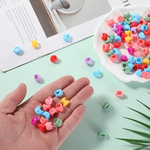 100 Pcs Rainbow Star Mini Hair Claw Clips and Braid Beads, Colorful Y2K Hair Accessories for Girls