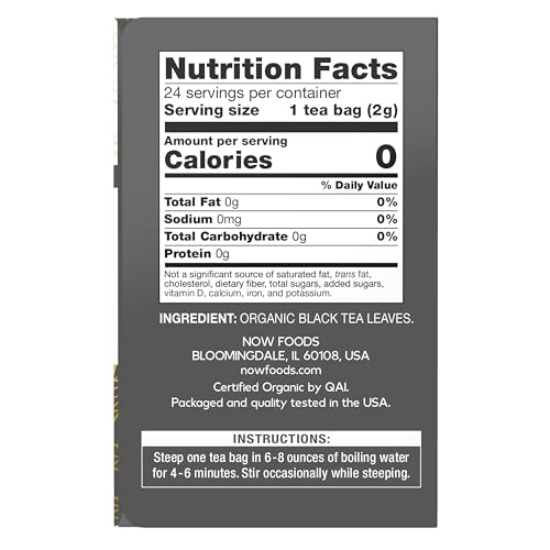 NOW Foods Give a Tea Organic Black Tea 24 Bags | Rich & Robust Caffeine