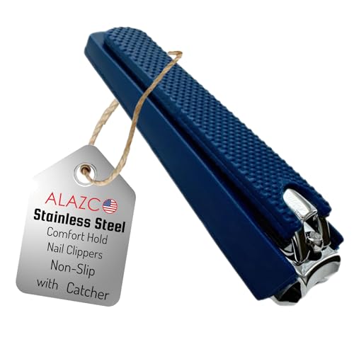 ALAZCO Large Nail Clipper with Non-Slip Grip & Removable Catcher