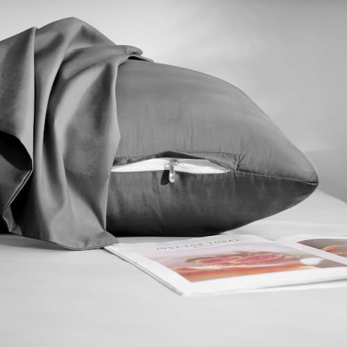Mohap Gray Queen Zipper Pillowcases 2-Pack Microfiber Super Soft Hotel Quality