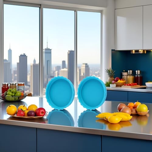 Blue Silicone Can Covers - Set of 2 Leak-Proof Lids for Cans